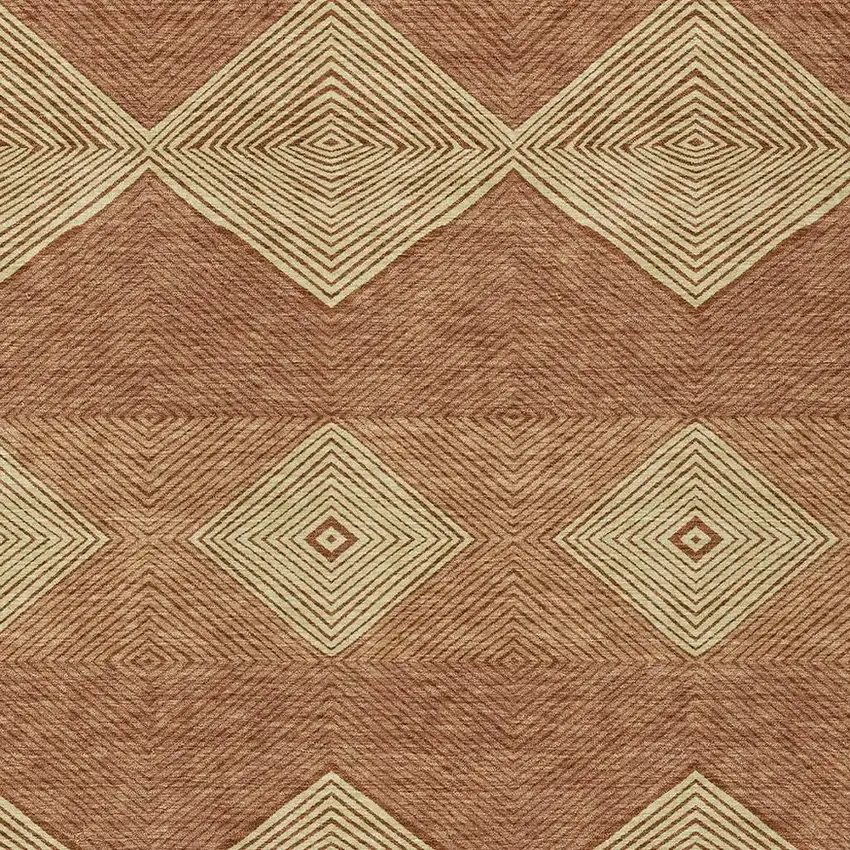 Orange And Copper Geometric Washable Indoor Outdoor Area Rug Photo 2
