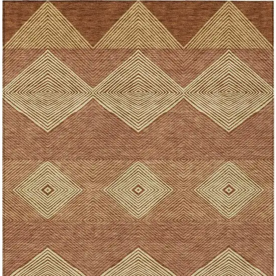 Orange And Copper Geometric Washable Indoor Outdoor Area Rug Photo 3