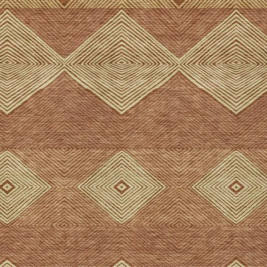 Orange And Copper Geometric Washable Indoor Outdoor Area Rug Photo 2