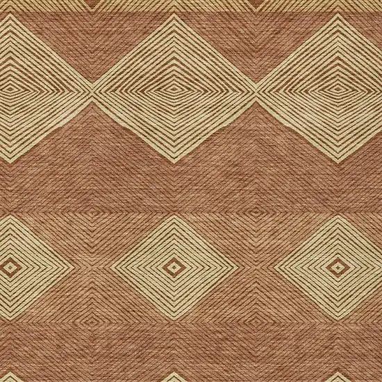 Orange And Copper Geometric Washable Indoor Outdoor Area Rug Photo 2