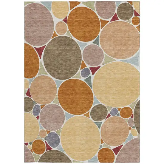 Orange And Copper Geometric Washable Indoor Outdoor Area Rug Photo 4