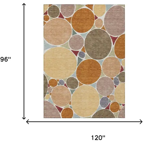 Orange And Copper Geometric Washable Indoor Outdoor Area Rug Photo 7
