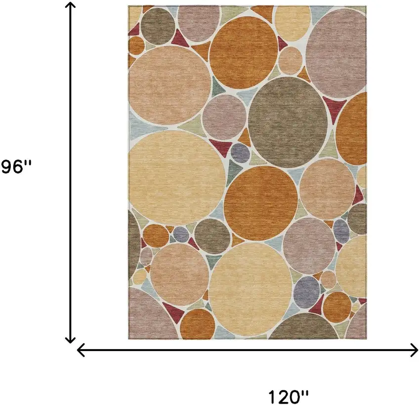 Orange And Copper Geometric Washable Indoor Outdoor Area Rug Photo 7