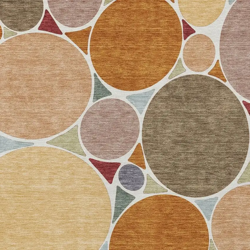 Orange And Copper Geometric Washable Indoor Outdoor Area Rug Photo 5