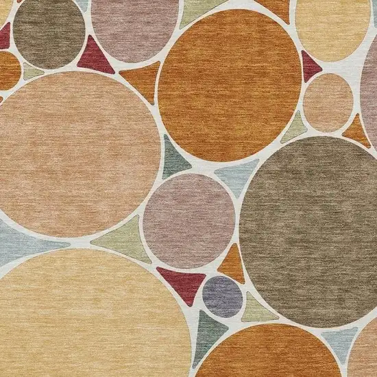Orange And Copper Geometric Washable Indoor Outdoor Area Rug Photo 3