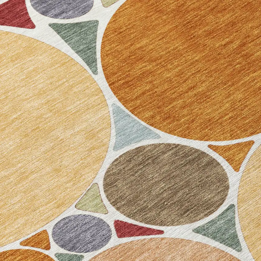 Orange And Copper Geometric Washable Indoor Outdoor Area Rug Photo 7