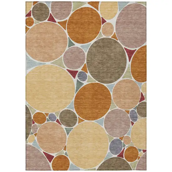 Orange And Copper Geometric Washable Indoor Outdoor Area Rug Photo 4