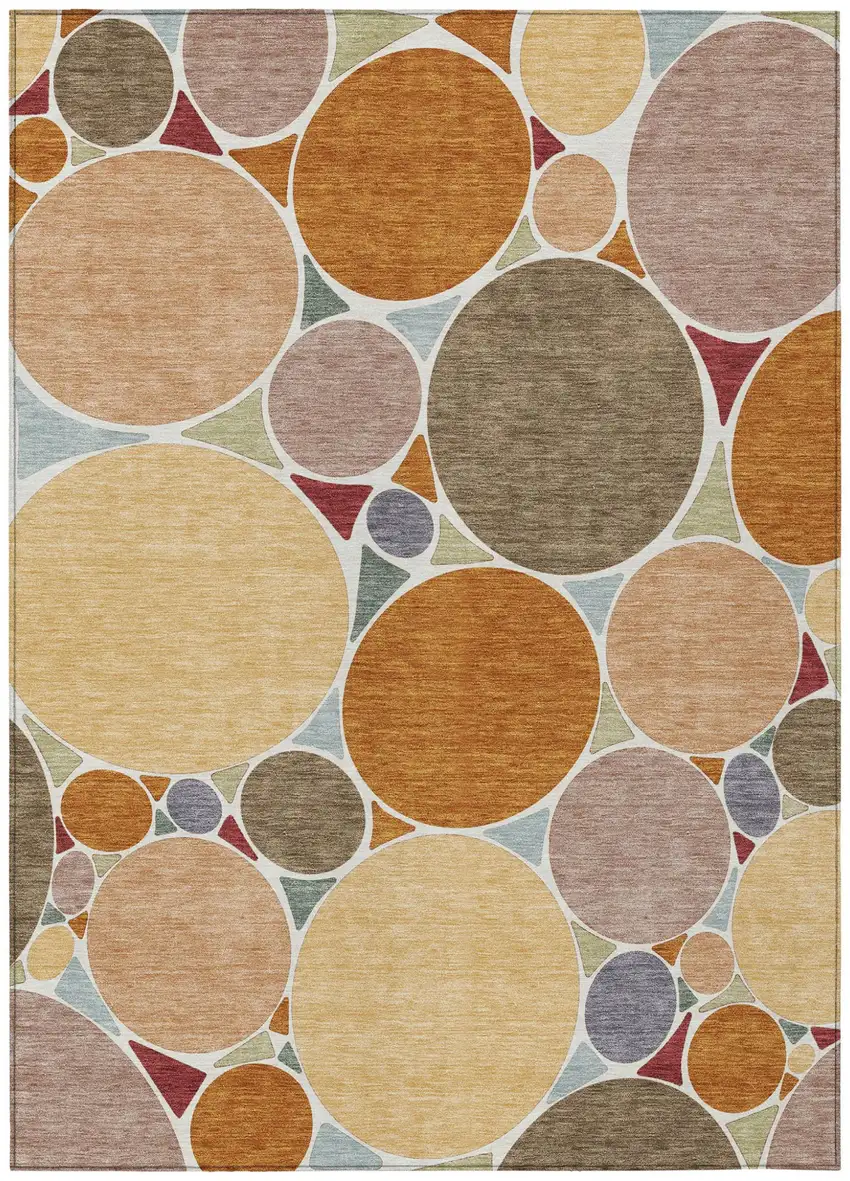 Orange And Copper Geometric Washable Indoor Outdoor Area Rug Photo 4