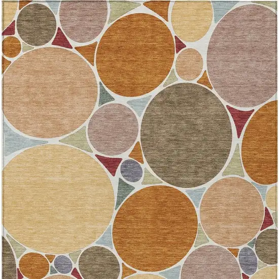 Orange And Copper Geometric Washable Indoor Outdoor Area Rug Photo 2