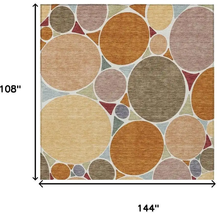 Orange And Copper Geometric Washable Indoor Outdoor Area Rug Photo 8