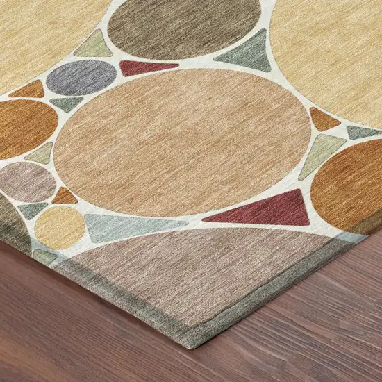 Orange And Copper Geometric Washable Indoor Outdoor Area Rug Photo 6