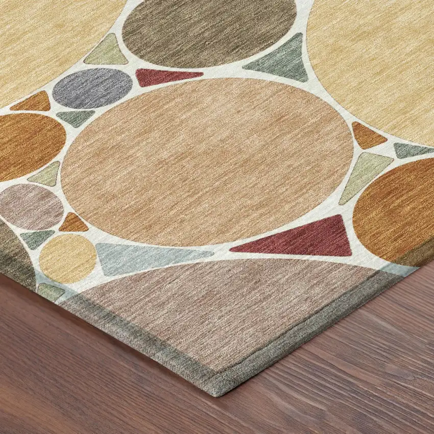 Orange And Copper Geometric Washable Indoor Outdoor Area Rug Photo 6