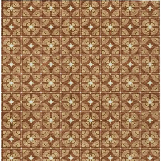 Orange And Copper Geometric Washable Indoor Outdoor Area Rug Photo 4