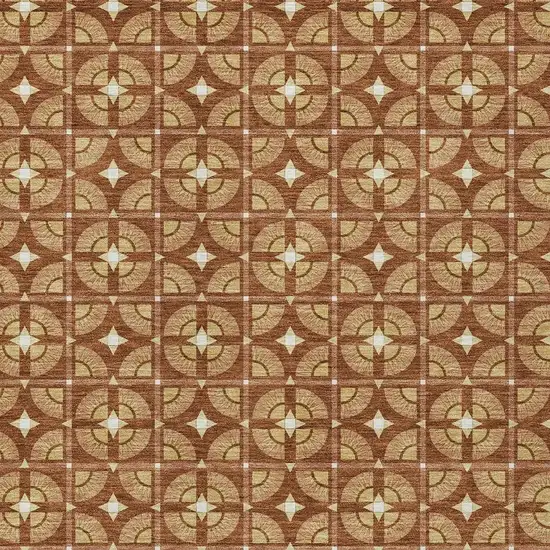 Orange And Copper Geometric Washable Indoor Outdoor Area Rug Photo 3