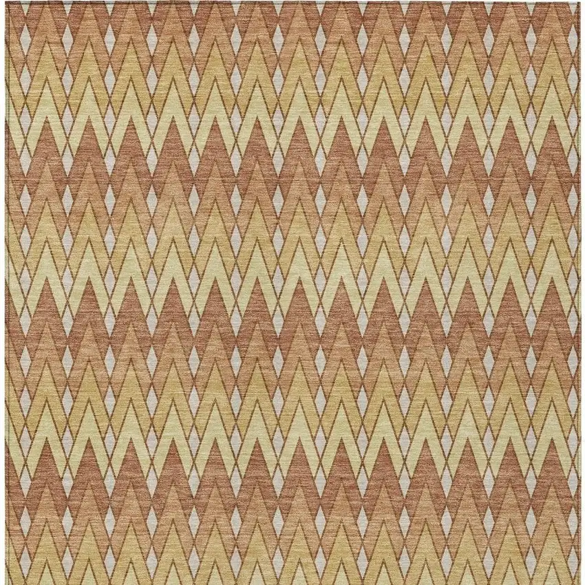 Orange And Copper Geometric Washable Indoor Outdoor Area Rug Photo 4