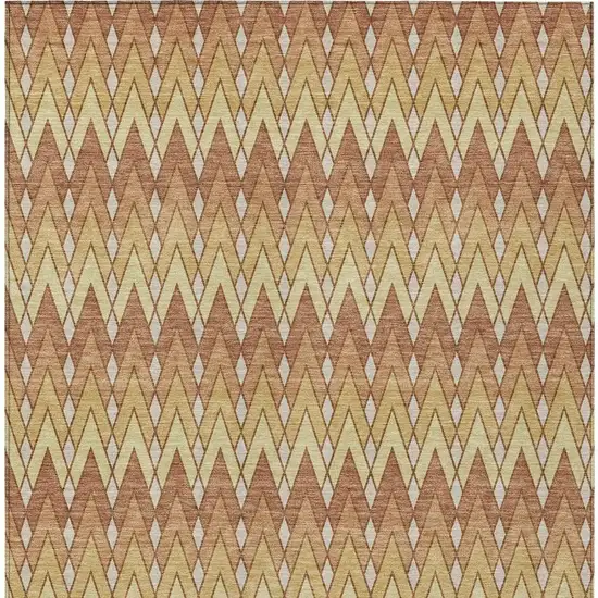 Orange And Copper Geometric Washable Indoor Outdoor Area Rug Photo 4