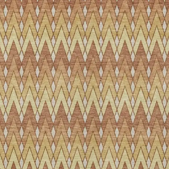 Orange And Copper Geometric Washable Indoor Outdoor Area Rug Photo 3