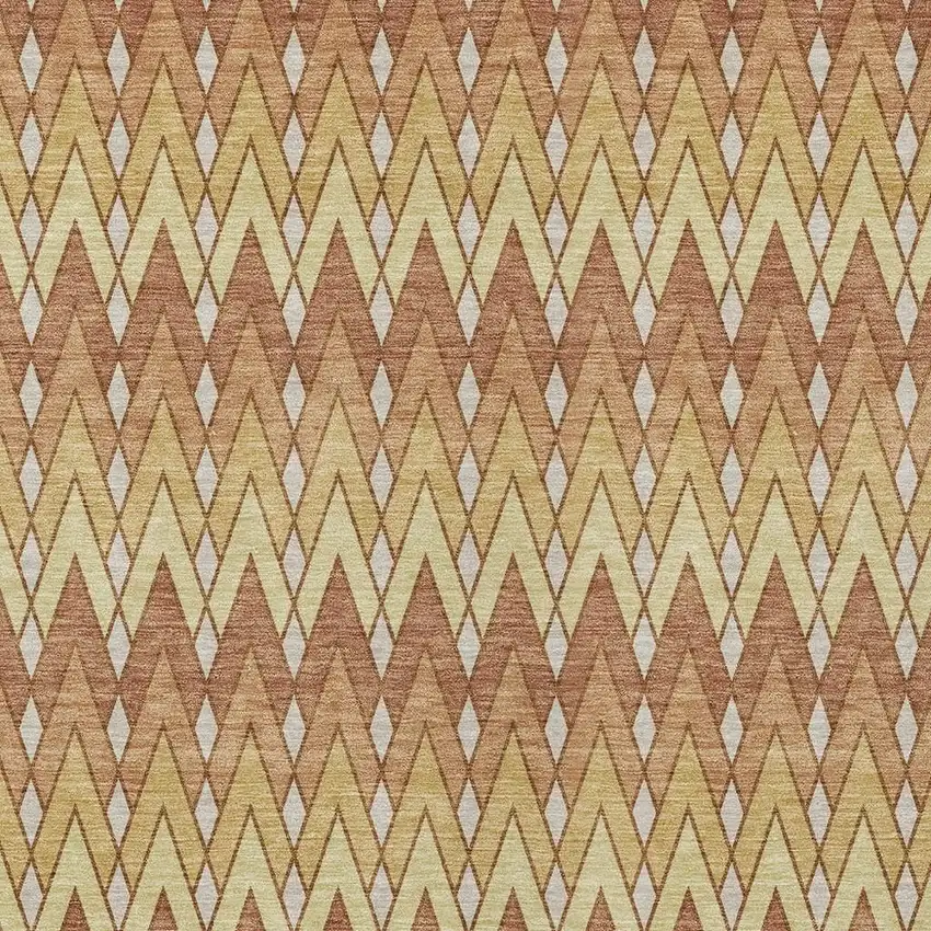 Orange And Copper Geometric Washable Indoor Outdoor Area Rug Photo 3