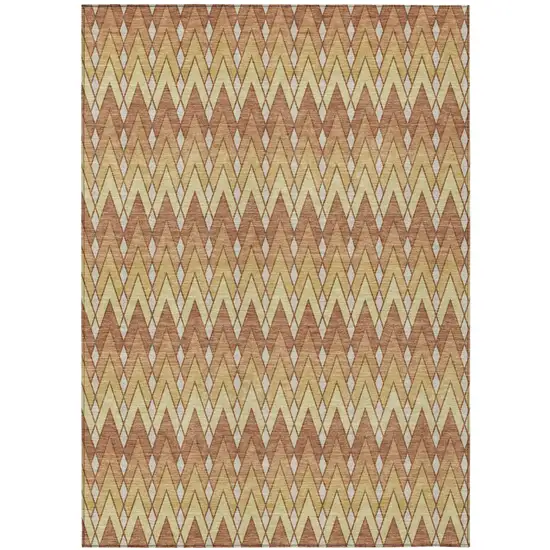 Orange And Copper Geometric Washable Indoor Outdoor Area Rug Photo 2