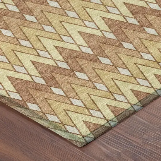 Orange And Copper Geometric Washable Indoor Outdoor Area Rug Photo 5