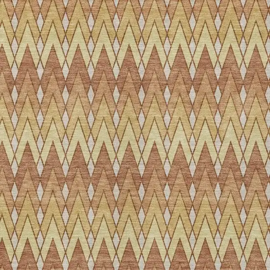 Orange And Copper Geometric Washable Indoor Outdoor Area Rug Photo 3