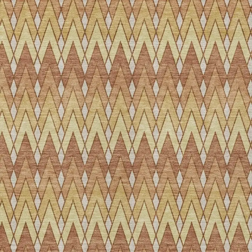 Orange And Copper Geometric Washable Indoor Outdoor Area Rug Photo 3