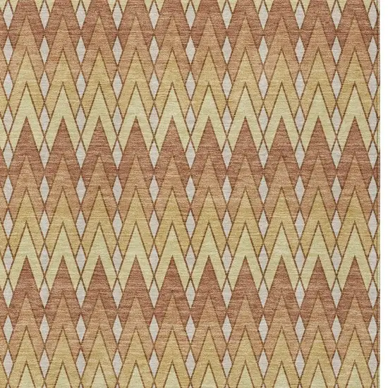 Orange And Copper Geometric Washable Indoor Outdoor Area Rug Photo 3