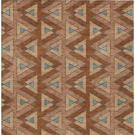 Orange And Copper Geometric Washable Indoor Outdoor Area Rug Photo 4