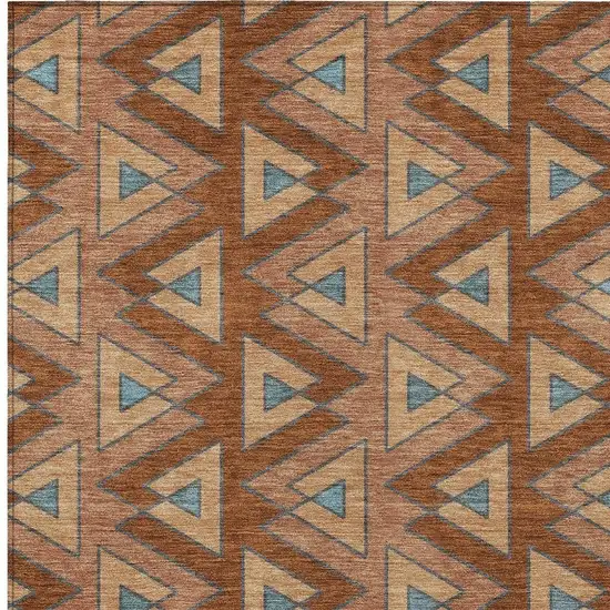 Orange And Copper Geometric Washable Indoor Outdoor Area Rug Photo 3