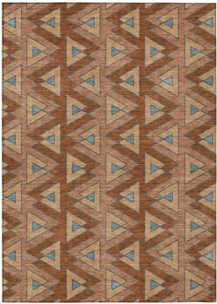 Orange And Copper Geometric Washable Indoor Outdoor Area Rug Photo 2
