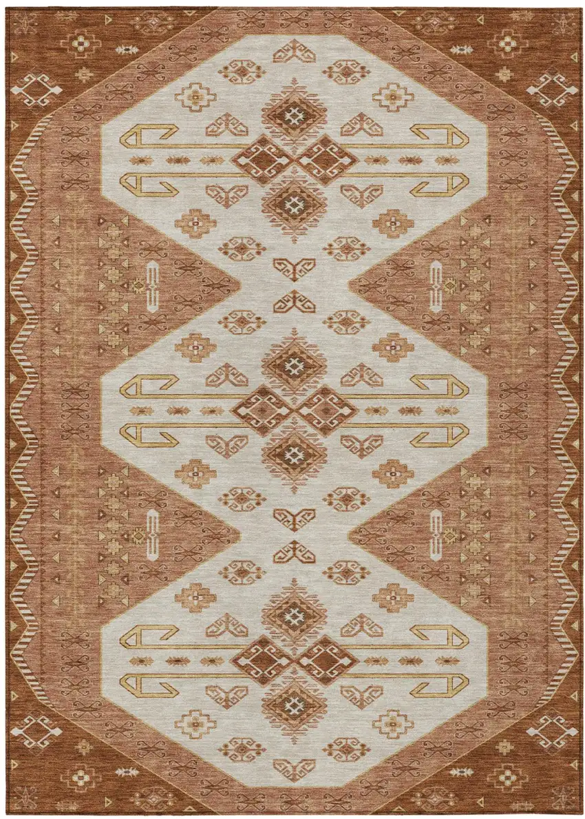 Orange And Copper Geometric Washable Indoor Outdoor Area Rug Photo 2