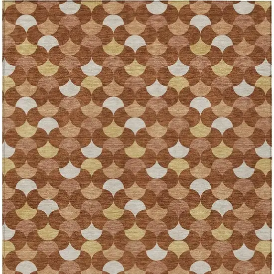Orange And Copper Geometric Washable Indoor Outdoor Area Rug Photo 4