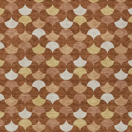 Orange And Copper Geometric Washable Indoor Outdoor Area Rug Photo 3