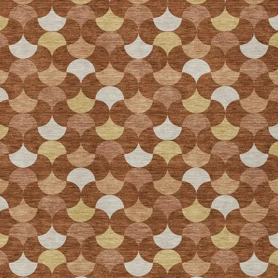 Orange And Copper Geometric Washable Indoor Outdoor Area Rug Photo 3
