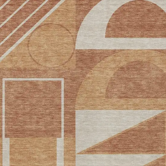 Orange And Copper Geometric Washable Indoor Outdoor Area Rug Photo 2