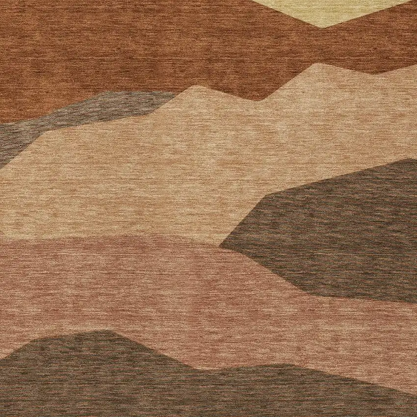 Orange And Copper Geometric Washable Indoor Outdoor Area Rug Photo 2
