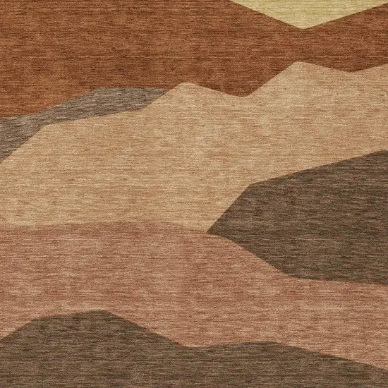 Orange And Copper Geometric Washable Indoor Outdoor Area Rug Photo 2
