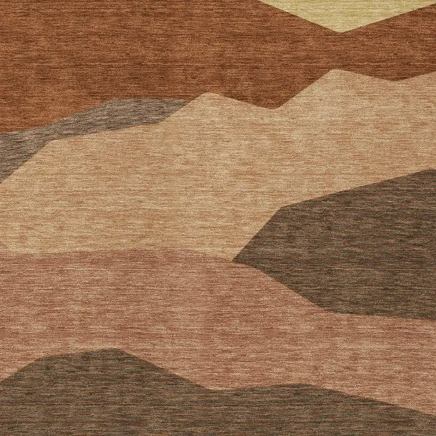 Orange And Copper Geometric Washable Indoor Outdoor Area Rug Photo 2