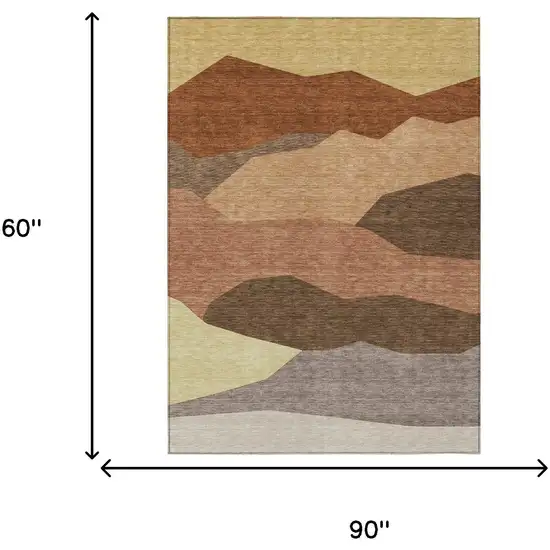 Orange And Copper Geometric Washable Indoor Outdoor Area Rug Photo 6