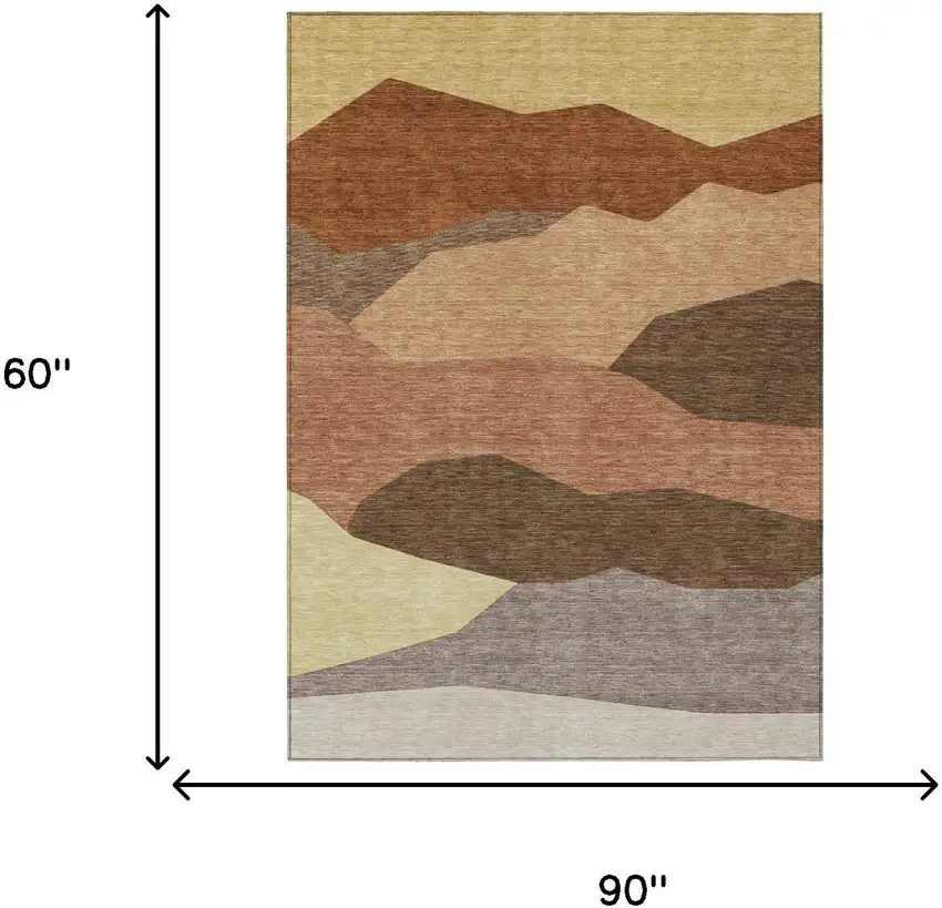 Orange And Copper Geometric Washable Indoor Outdoor Area Rug Photo 6