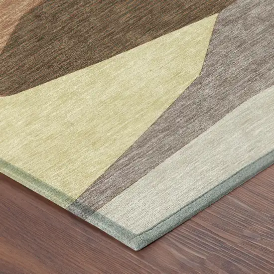 Orange And Copper Geometric Washable Indoor Outdoor Area Rug Photo 4