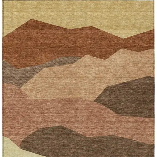 Orange And Copper Geometric Washable Indoor Outdoor Area Rug Photo 3