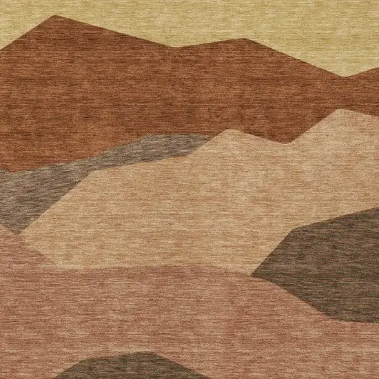 Orange And Copper Geometric Washable Indoor Outdoor Area Rug Photo 2
