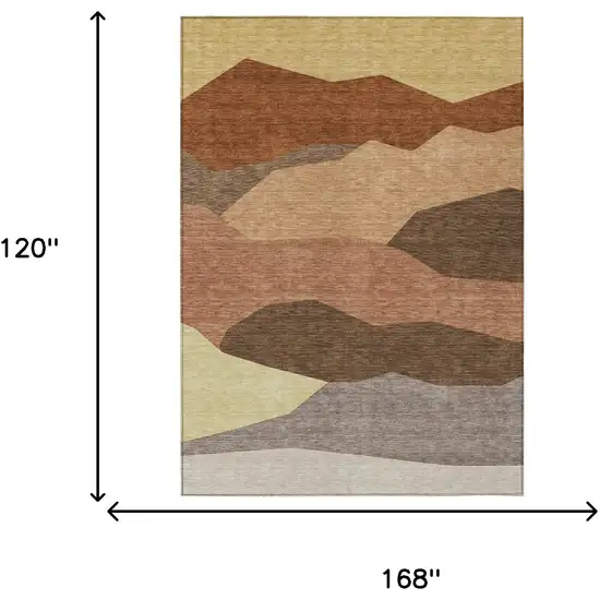 Orange And Copper Geometric Washable Indoor Outdoor Area Rug Photo 6