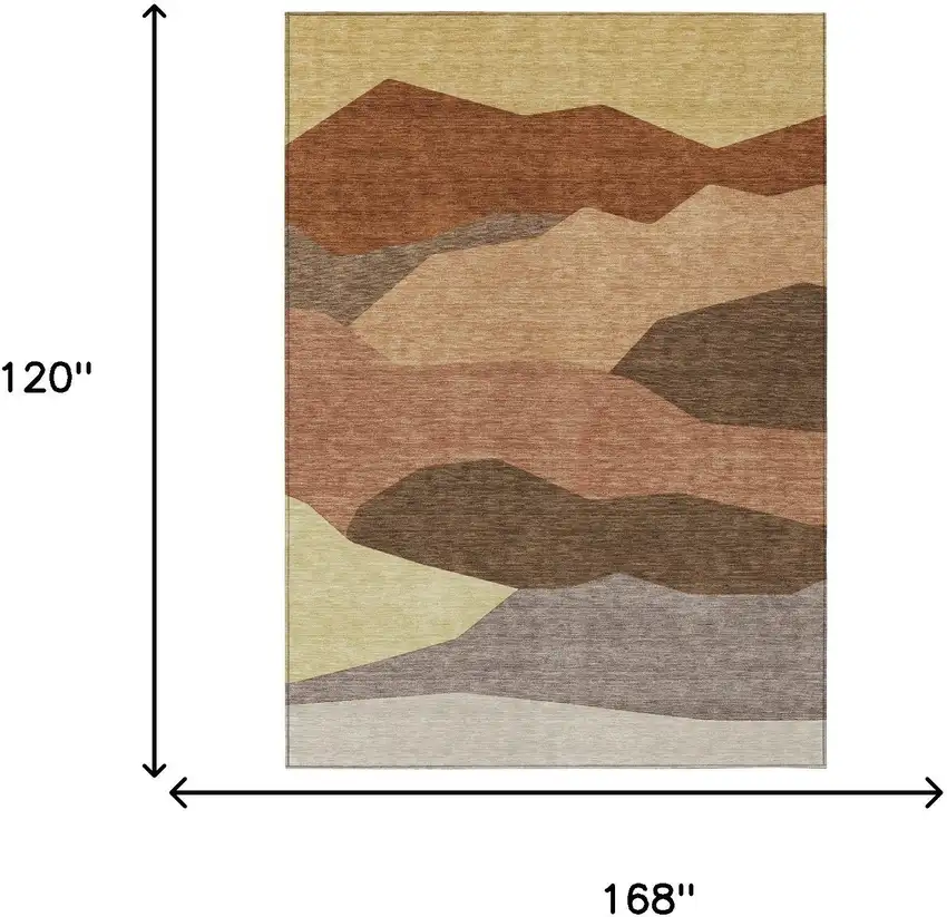 Orange And Copper Geometric Washable Indoor Outdoor Area Rug Photo 6