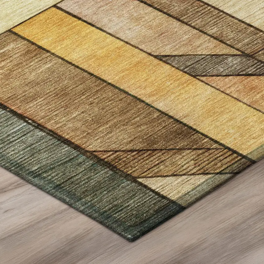 Orange And Copper Geometric Washable Indoor Outdoor Area Rug Photo 8