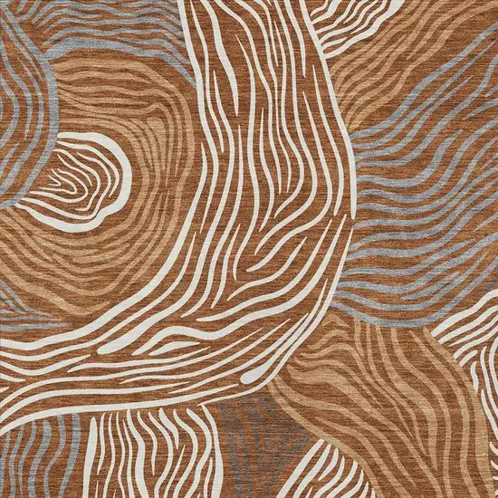 Orange And Copper Ikat Washable Indoor Outdoor Area Rug Photo 2
