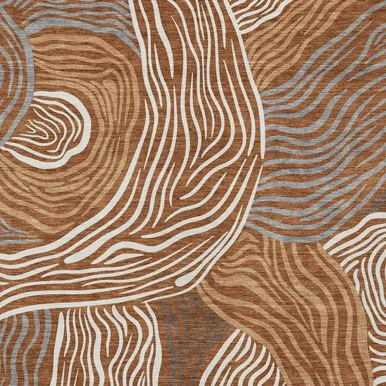 Orange And Copper Ikat Washable Indoor Outdoor Area Rug Photo 2