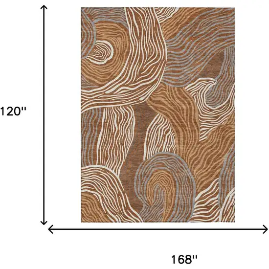 Orange And Copper Ikat Washable Indoor Outdoor Area Rug Photo 6
