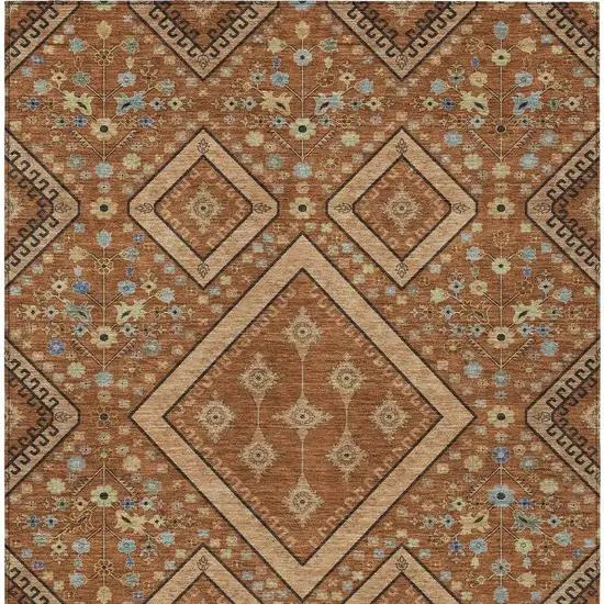 Orange And Copper Medallion Washable Indoor Outdoor Area Rug Photo 3